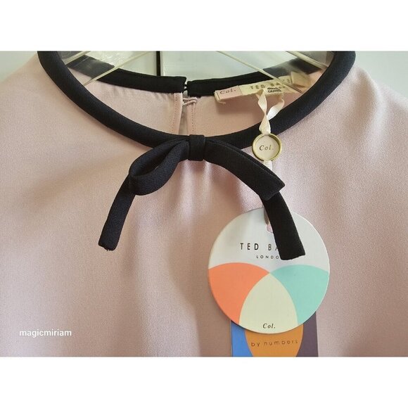 BNWT Ted Baker London Baby Pink Sassa Tie Neck Top - Picture 4 of 10